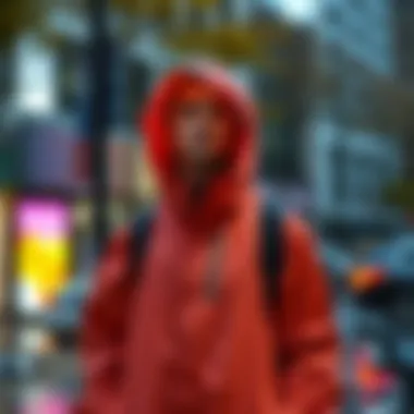 Casual raincoat worn in an urban environment