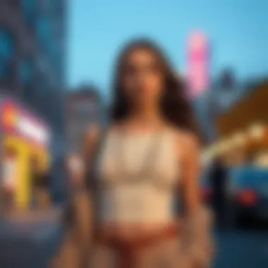 Stylish outfit featuring a chain cami top in an urban setting