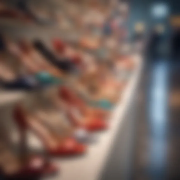 An elegant display of heels categorized by occasion.