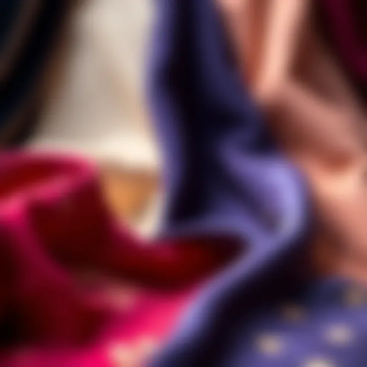 Luxurious Fabric Choices for Elegant Dresses A curated selection of luxurious fabrics for elegant occasion dresses, showcasing texture and color