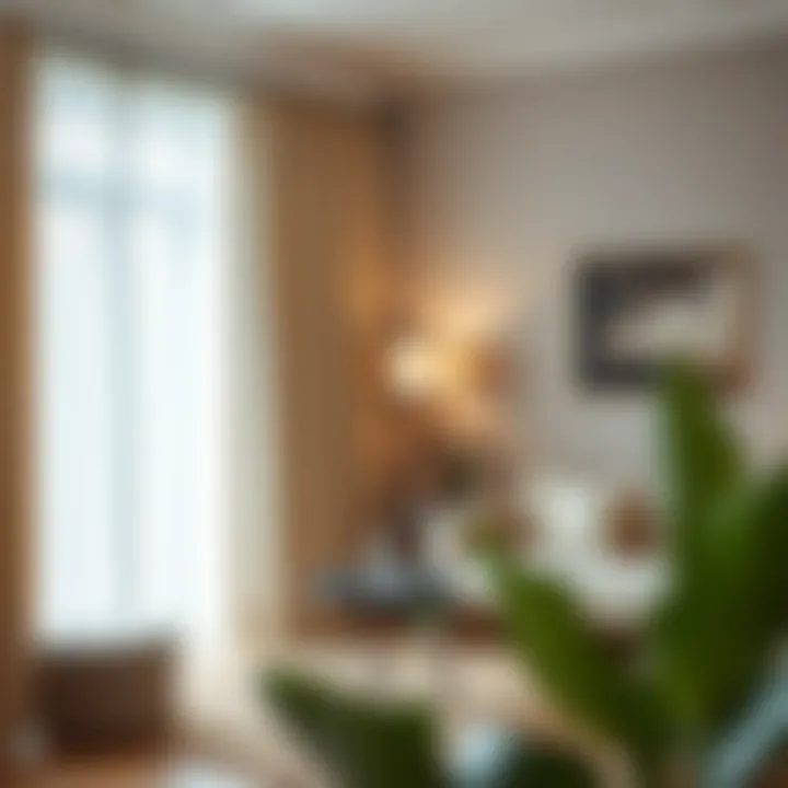 A beautifully styled living room featuring linen curtains