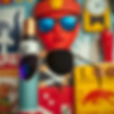 Cultural Impact of Geometric Designs Geometric aviator sunglasses displayed against a backdrop of cultural icons