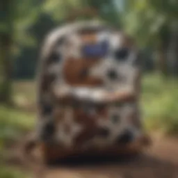 Stylish JanSport cow print backpack displayed outdoors