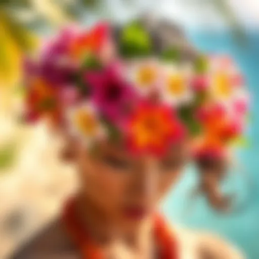 Traditional Hawaiian luau headband adorned with vibrant flowers
