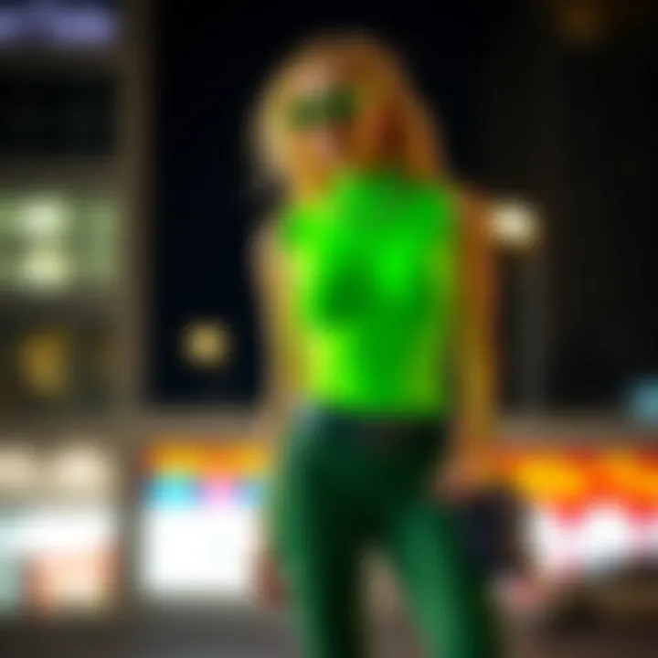 Stylish neon green bodysuit paired with accessories for a modern look