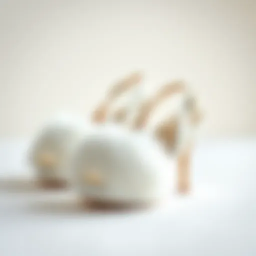 Chic Presentation of White Fluffy Heels Stylish white fluffy heels showcased on a minimalist background