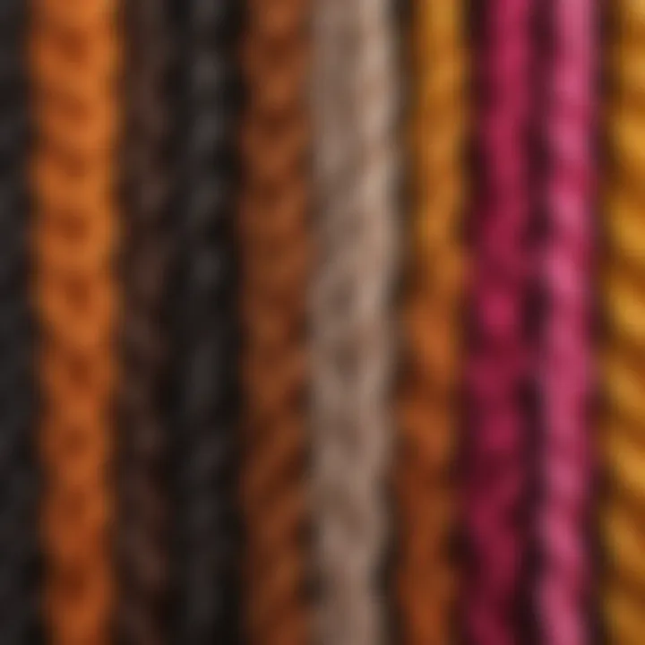 Vibrant display of various shades of braiding hair