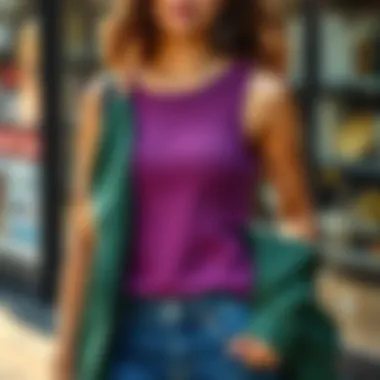 Versatile styling of a ribbed crew neck tank in various outfits