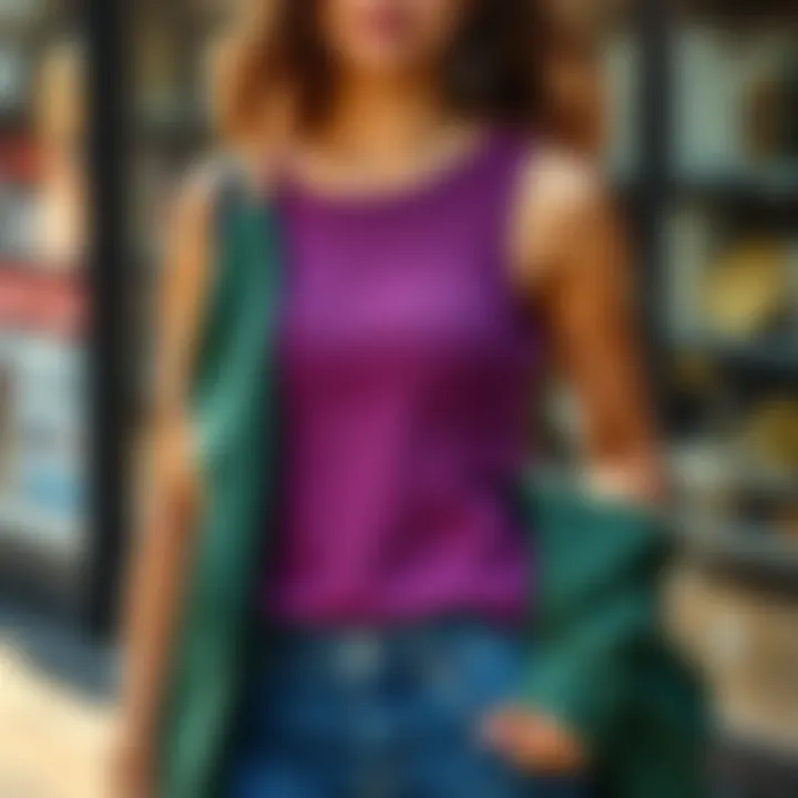 Versatile styling of a ribbed crew neck tank in various outfits