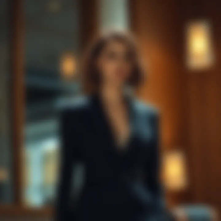 Elegant shawl collar blazer in a sophisticated setting