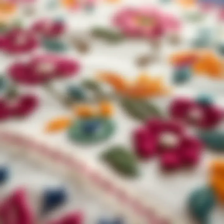 Close-up of intricate embroidery on a Cinco de Mayo table cloth