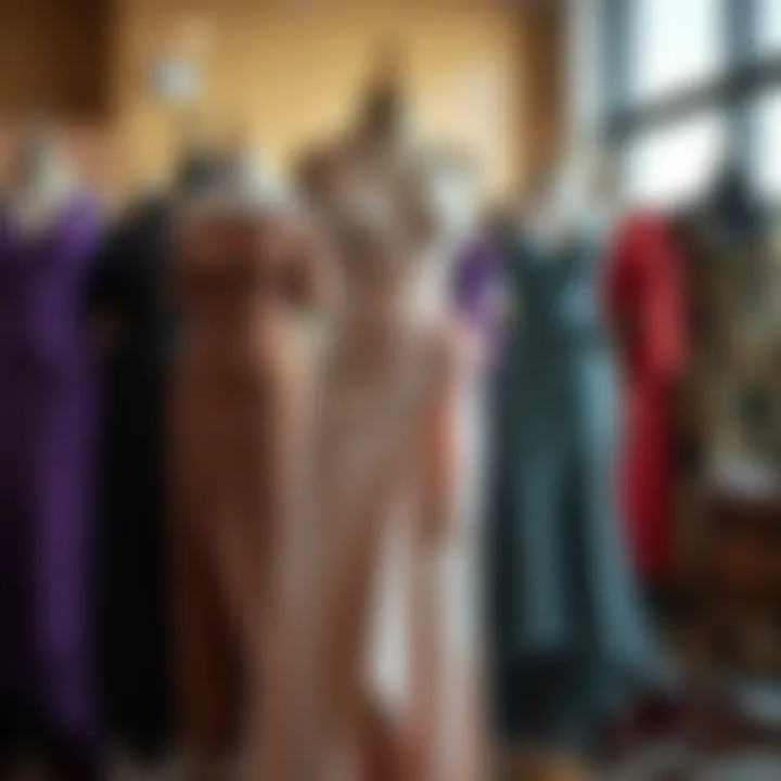 Variety of split hem dress designs displayed together