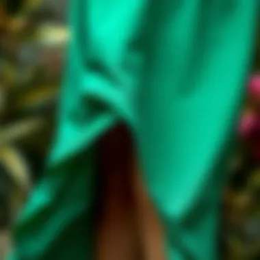 Sustainable fabrics used in split hem dress production