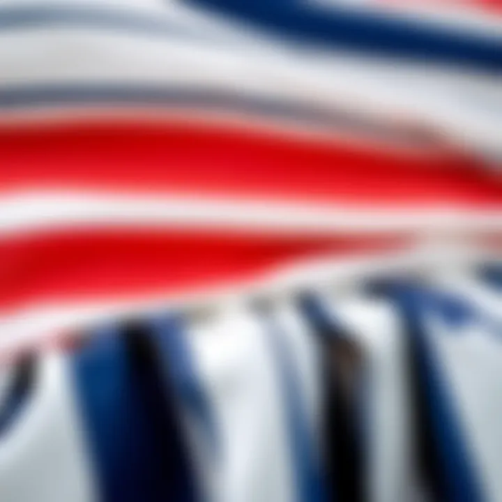 Close-up of fabric textures for striped dress