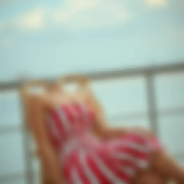 Fashionable outdoor styling of a striped dress