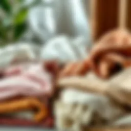 Elegant arrangement of thin throws showcasing diverse textures