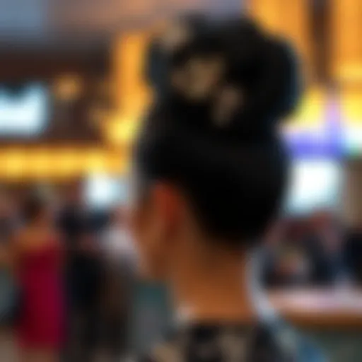 An Elegant Black Hair Bun Elegant black hair bun adorned with decorative elements