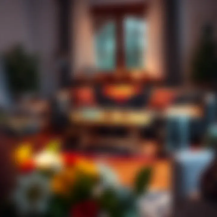 Camping Blanket as Living Room Centerpiece A beautifully styled living room showcasing a camping themed throw blanket as a centerpiece on a sofa