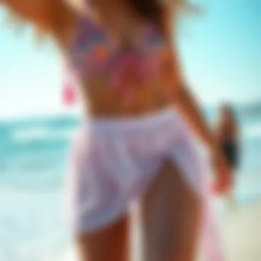 Stylish beach setting featuring diverse sheer swim skirt styles