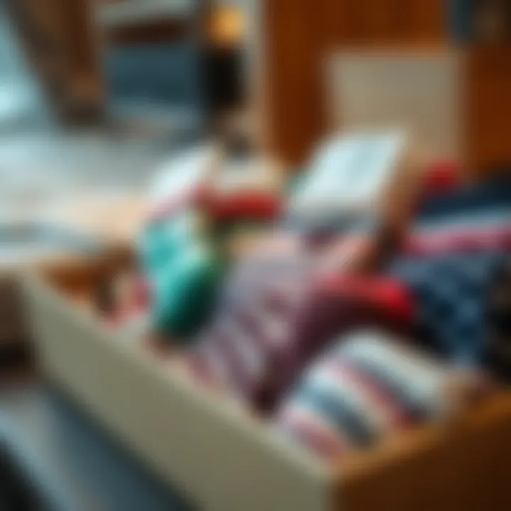 Stylish display of organized socks in a chic box