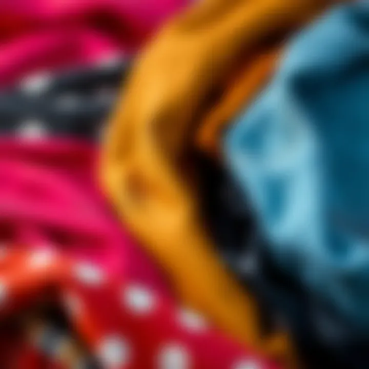 A close-up view of various fabrics used in the construction of headband wigs.