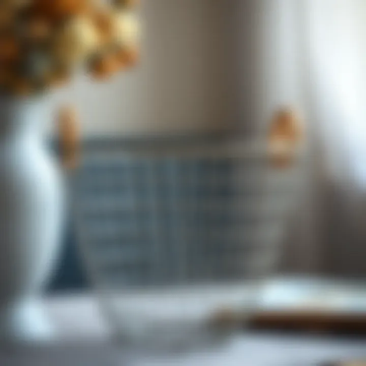 Intricate Wire Design with Wooden Handles Intricate wire design of a basket with wooden handles