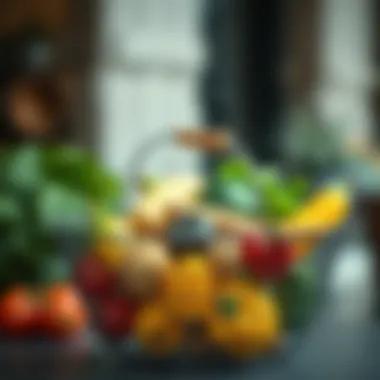 Wire Basket with Organic Produce Wire basket filled with various organic produce