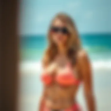 Confidence in Tankini A confident individual enjoying the beach in a stylish tankini