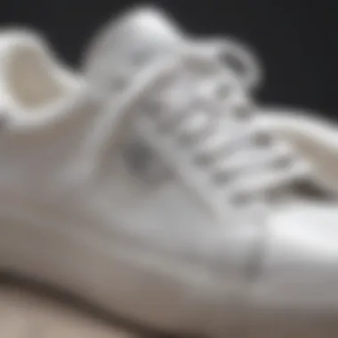 Close-up of the texture of thick sole white sneakers