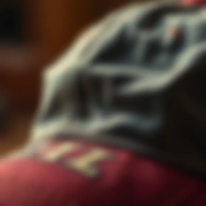 Craftsmanship Detail of a Vintage Cap Detailed view of stitching and craftsmanship on a vintage distressed baseball cap