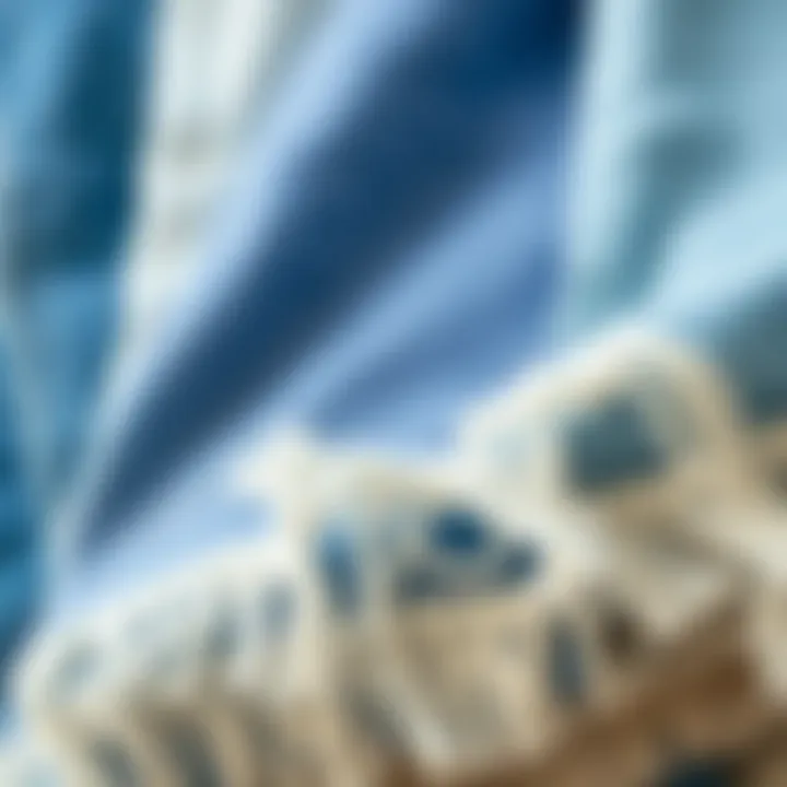 Different fabric swatches used for frayed hem jeans, highlighting sustainability