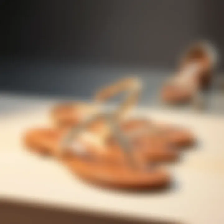 Sustainable materials for rhinestone flat sandals displayed thoughtfully