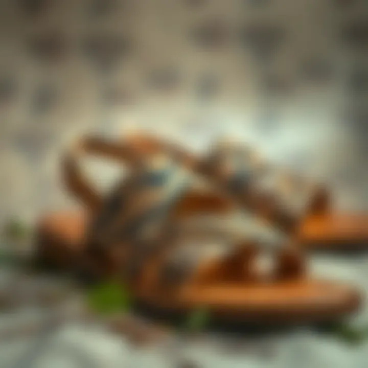 Sustainable materials used in snake skin sandals