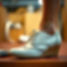 Elegant design of a wedge oxford shoe focusing on craftsmanship