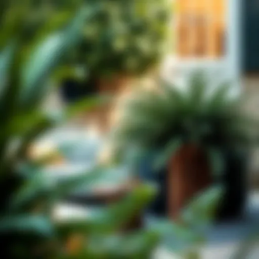 Lush Outdoor Setting with Faux Ferns Lush outdoor setting featuring faux ferns