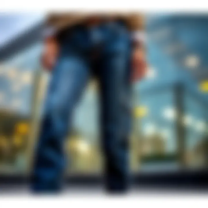 Modern Style with Flap Pocket Jeans A stylish pair of jeans featuring flap pockets paired with contemporary fashion accessories.