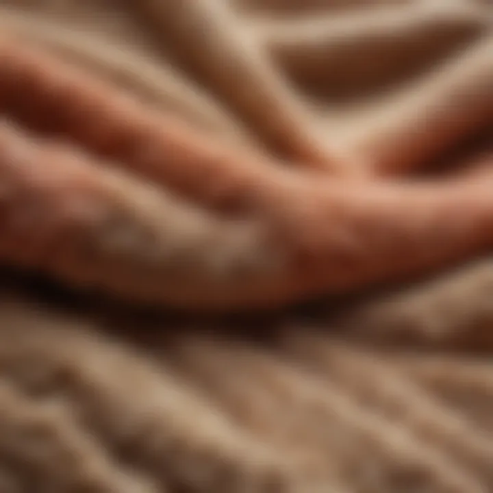 Close-up of fleece material highlighting texture and warmth