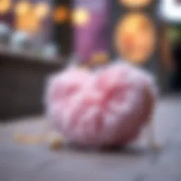 Elegant fluffy heart purse showcasing intricate design