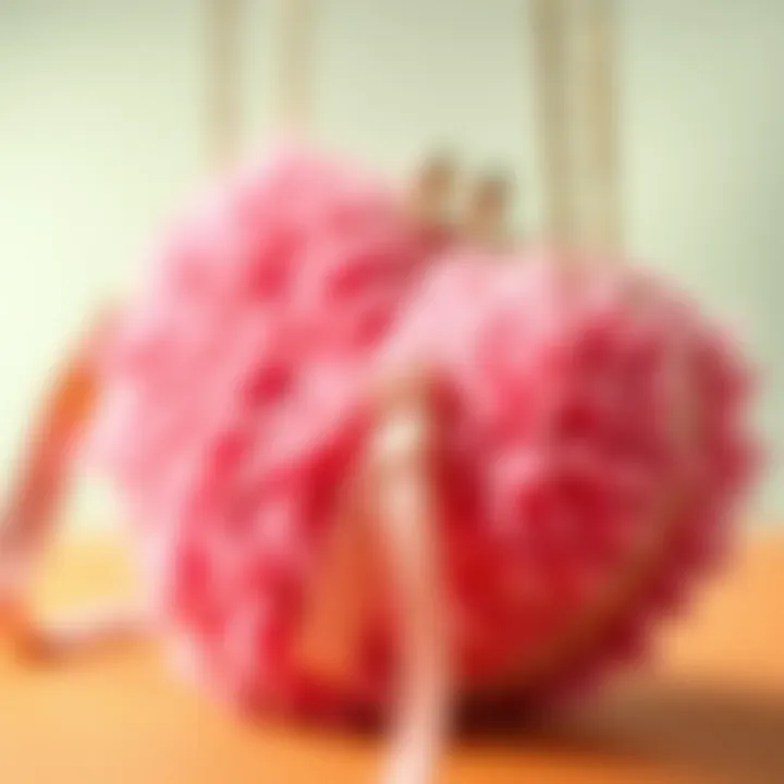 Close-up view of sustainable materials used in the heart purse