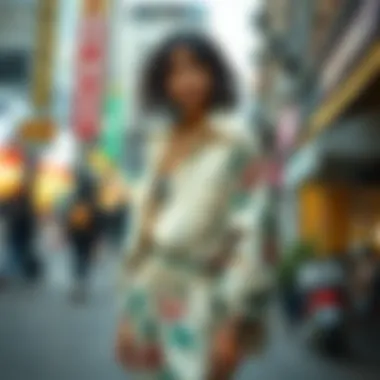 Urban fashion showcasing sustainable materials