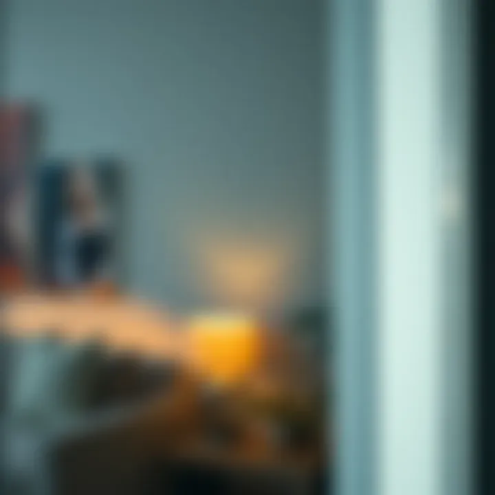 Close-up of a holographic window cling reflecting light in a residential setting