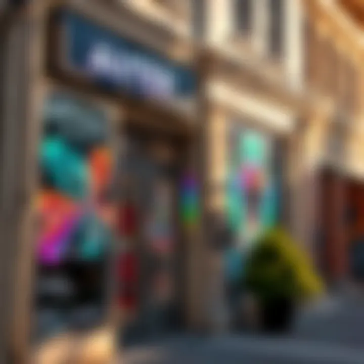 Commercial storefront adorned with holographic window clings attracting attention