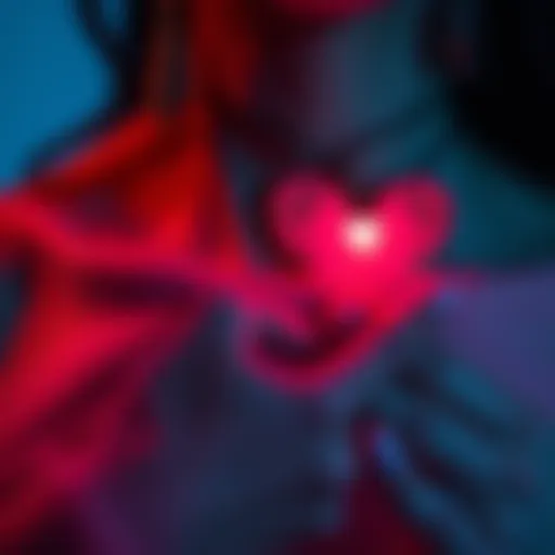 Close-up view of the intricate detail of the projection necklace