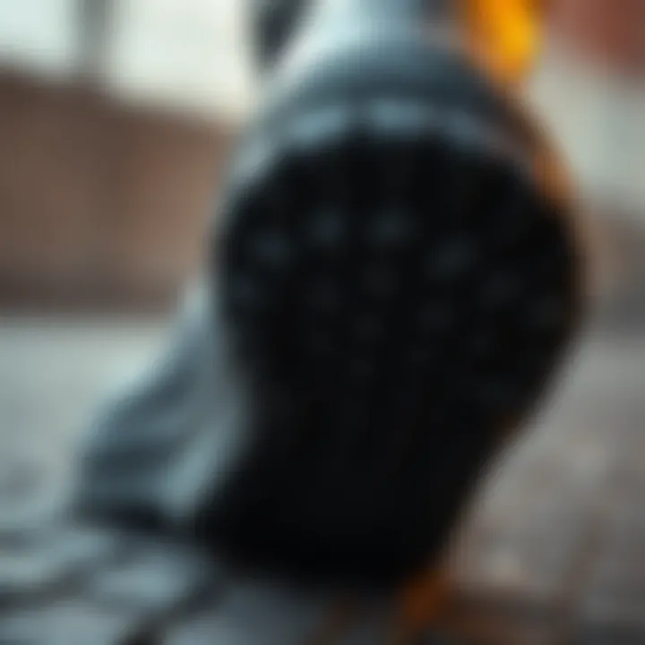 Textured Sole for Enhanced Grip Close-up of a durable non-slip rubber boot showcasing its textured sole.