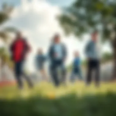 Versatile Usage of Loose Fit Athletic Pants A diverse group showcasing the versatility of loose fit athletic pants in different activities