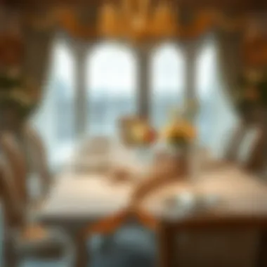 Elegant Dining with Mermaid Runner Elegant dining setup featuring a mermaid table runner amidst floral arrangements