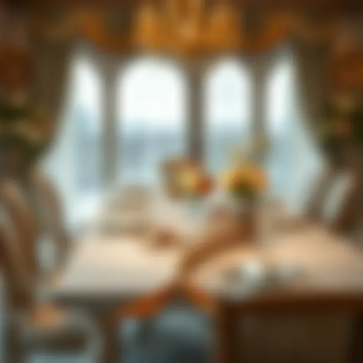 Elegant Dining with Mermaid Runner Elegant dining setup featuring a mermaid table runner amidst floral arrangements