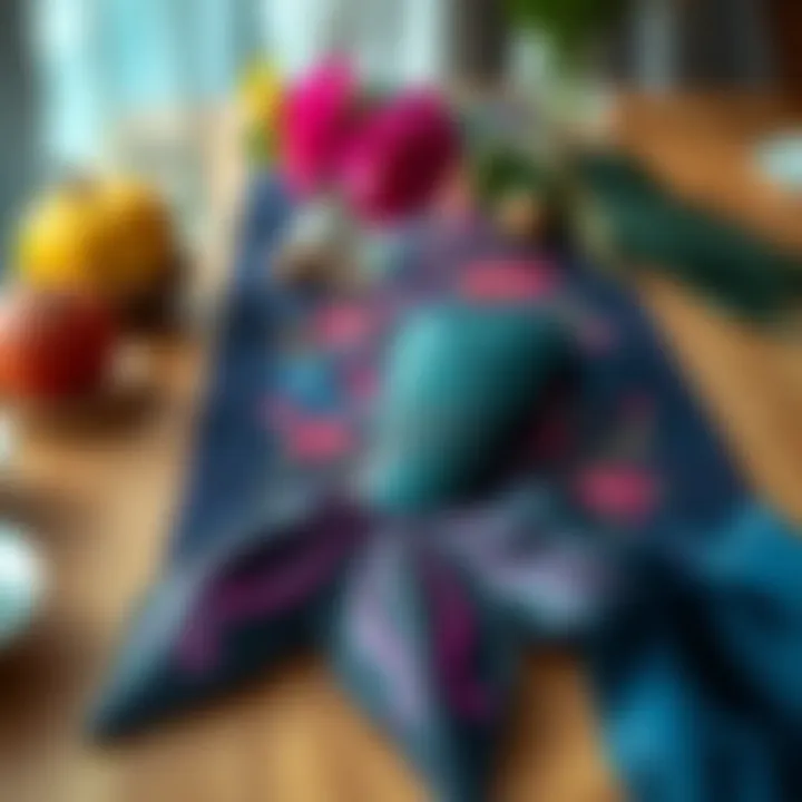 Vibrant Mermaid Table Runner A stunning mermaid table runner showcasing vibrant colors and intricate designs