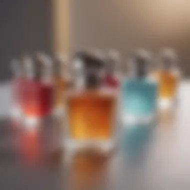 A collection of eco-friendly mini perfume bottles in various colors.