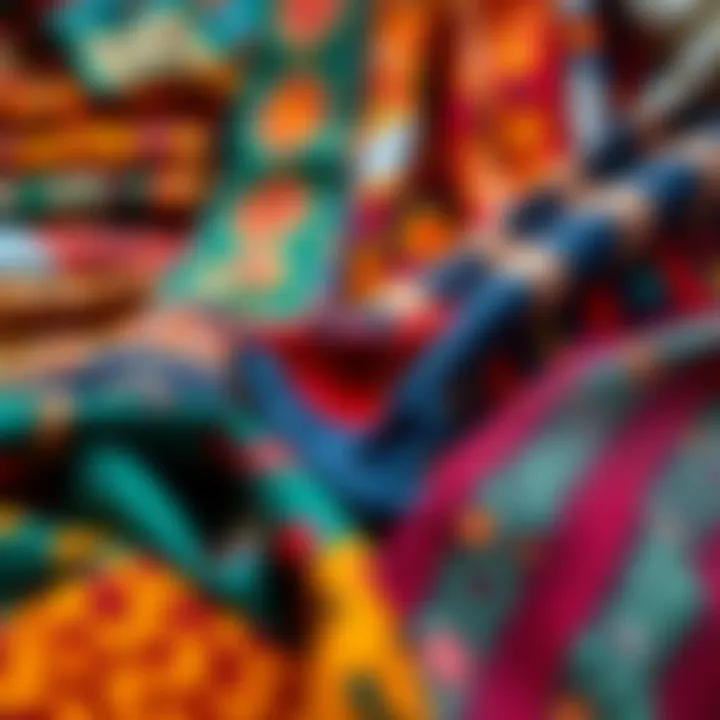 A diverse array of fabric swatches representing various cultures.